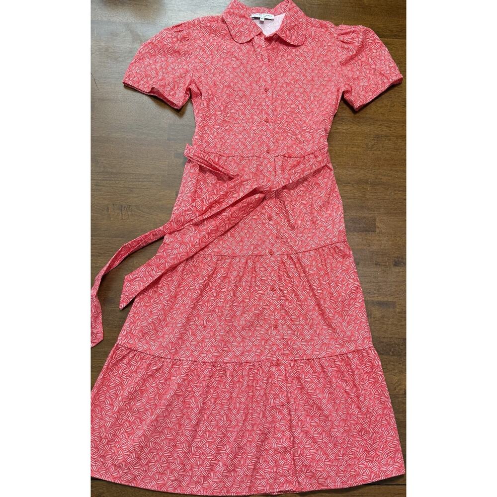 Taylor Tillman Chloe Midi Shirt Dress Amalfi Coast Red White Size XS